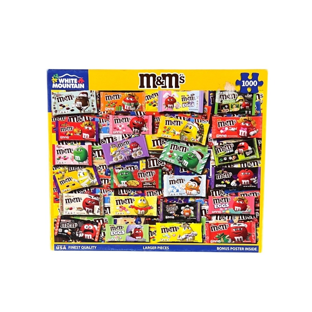White Mountain Puzzles M&M's Candy Collage 1000 Piece Jigsaw Puzzle Item 1789